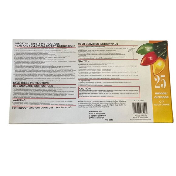 Hoferts Christmas Light Set 25Ft C7 Colored Holiday String - Picture 3 of 7